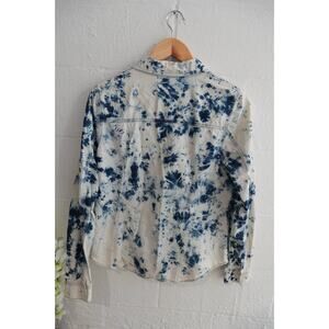 Mossimo Supply Co. Blue & White Tie-Dye Chambray Shirt Size L arge